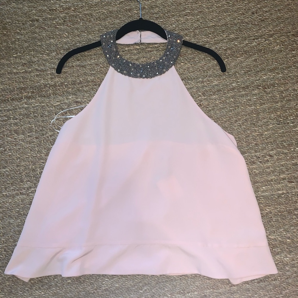 MLV beaded light pink halter top. Size medium. NWT